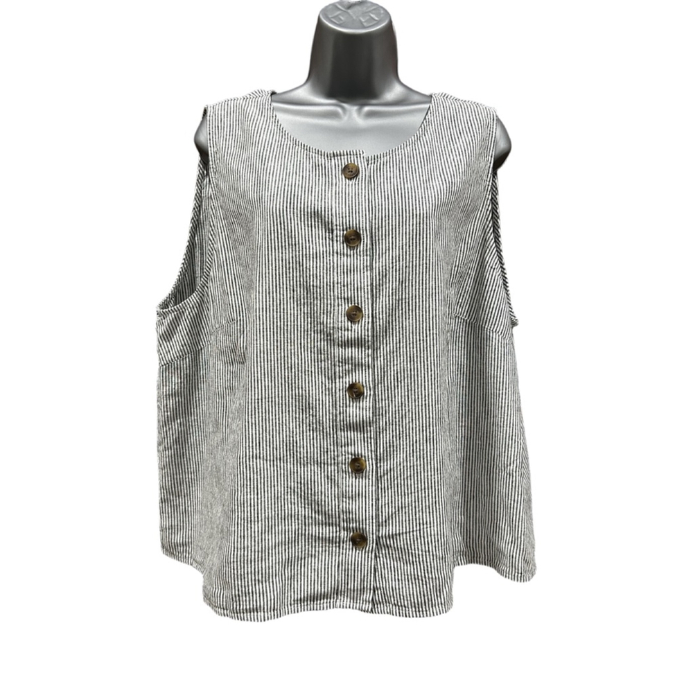 NWT J. Crew Striped linen-blend button-front shell size 2X